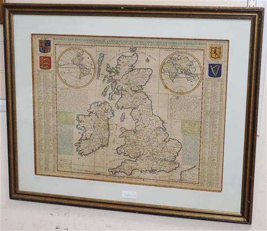 18th century Map of England and Ireland, by Henri Abraham Chatelain, titled Nouvelle Cartes dAngleterre dEscosse et dIrlande ...,